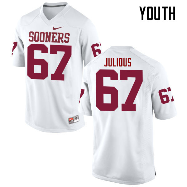 Youth Oklahoma Sooners #67 Ashton Julious College Football Jerseys Game-White